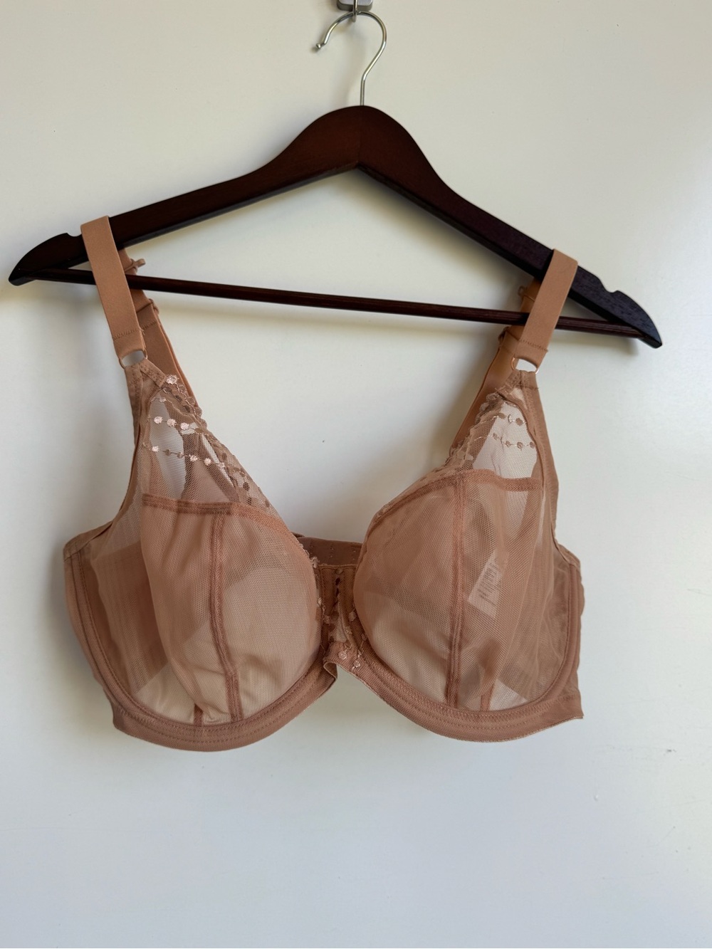 ELOMI Matilda Side Support Plunge Bra Nude Praline 34G convertible J hook sheer - Picture 2 of 7